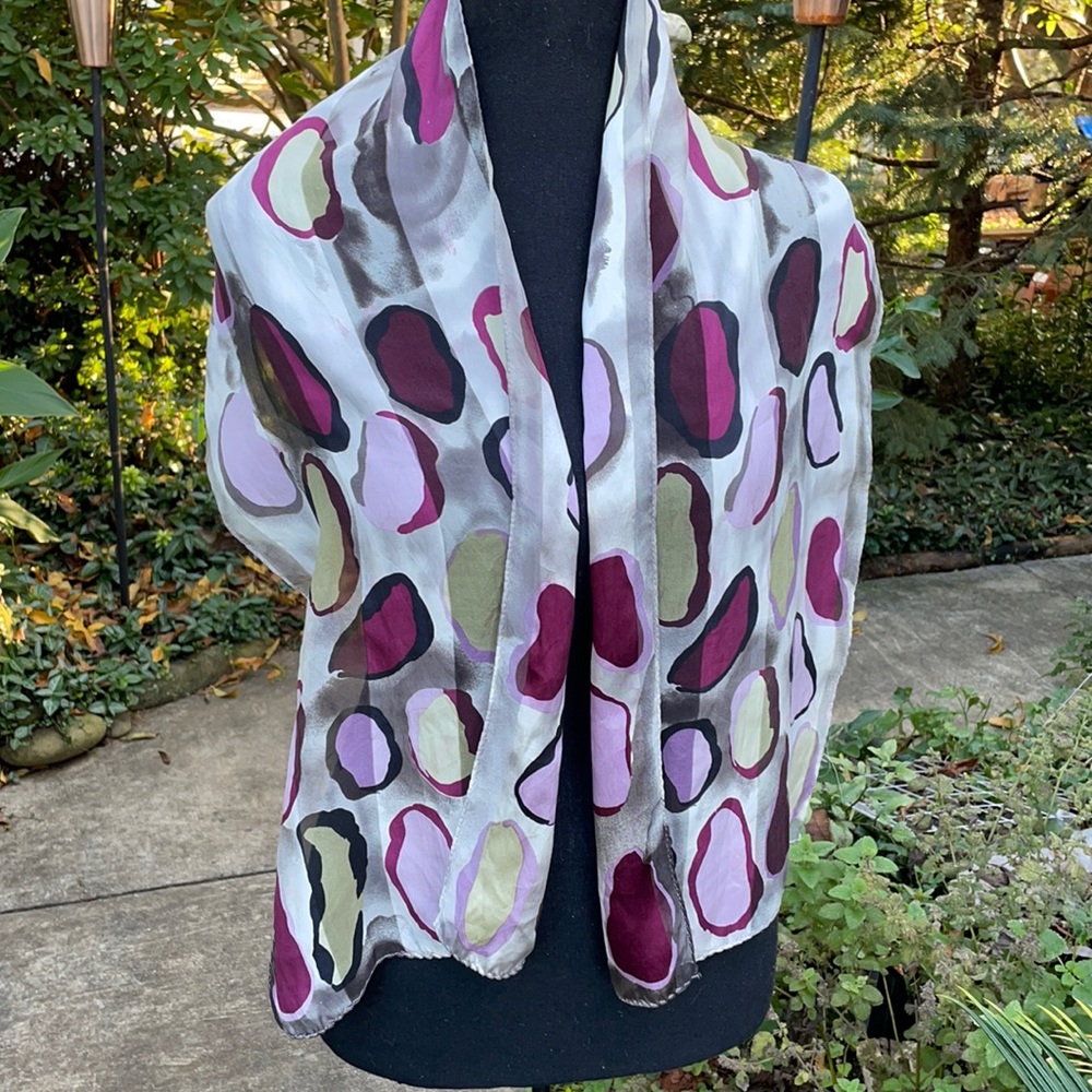 Silk Scarf Rectangular Shape, Hand Painted - image 1